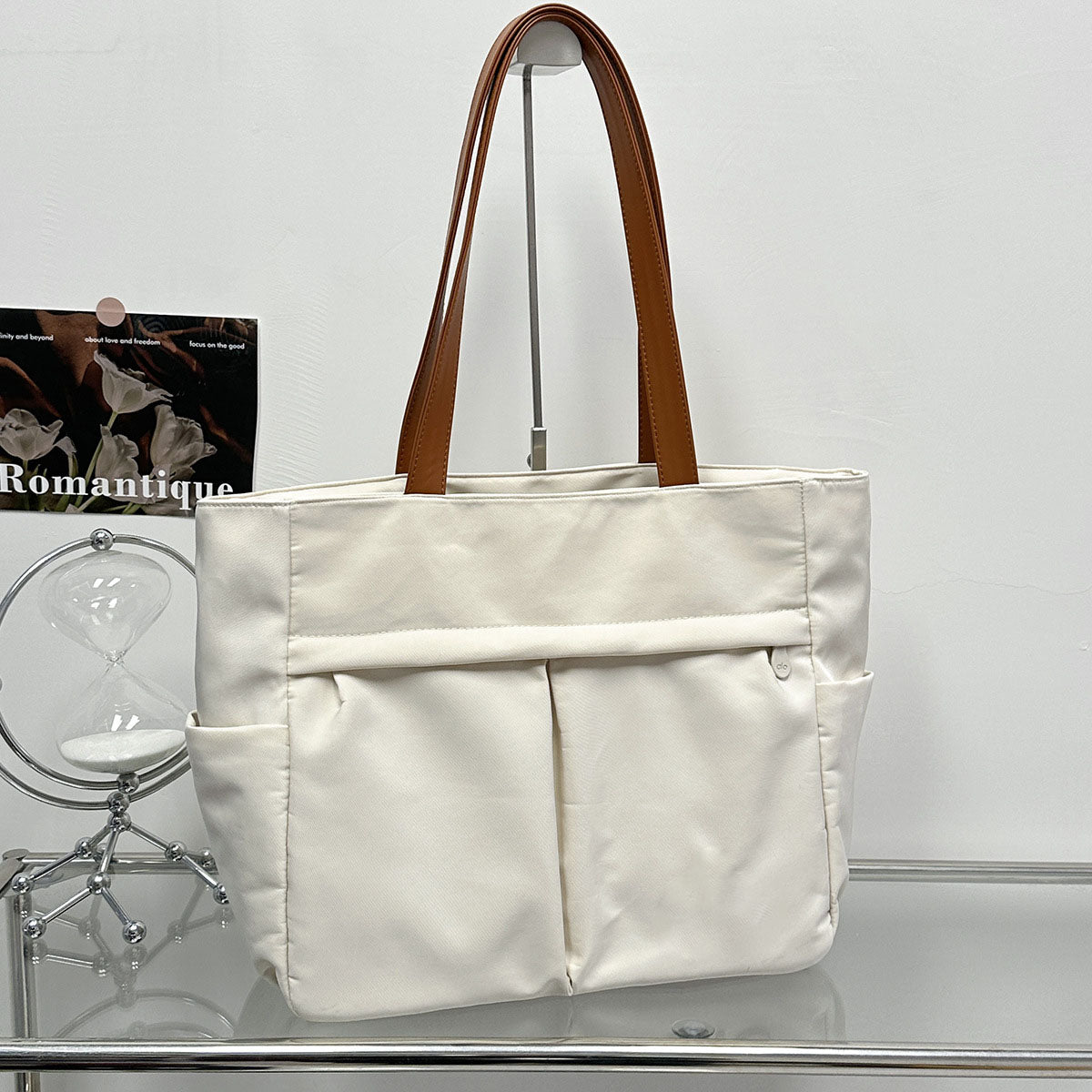 #268 women's new canvas shoulder bag retro texture solid color handbag