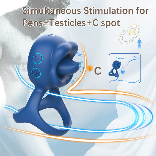 AquaFlex Luxury Ring – Curved Tongue Licking & Vibrating Cock Ring for Him