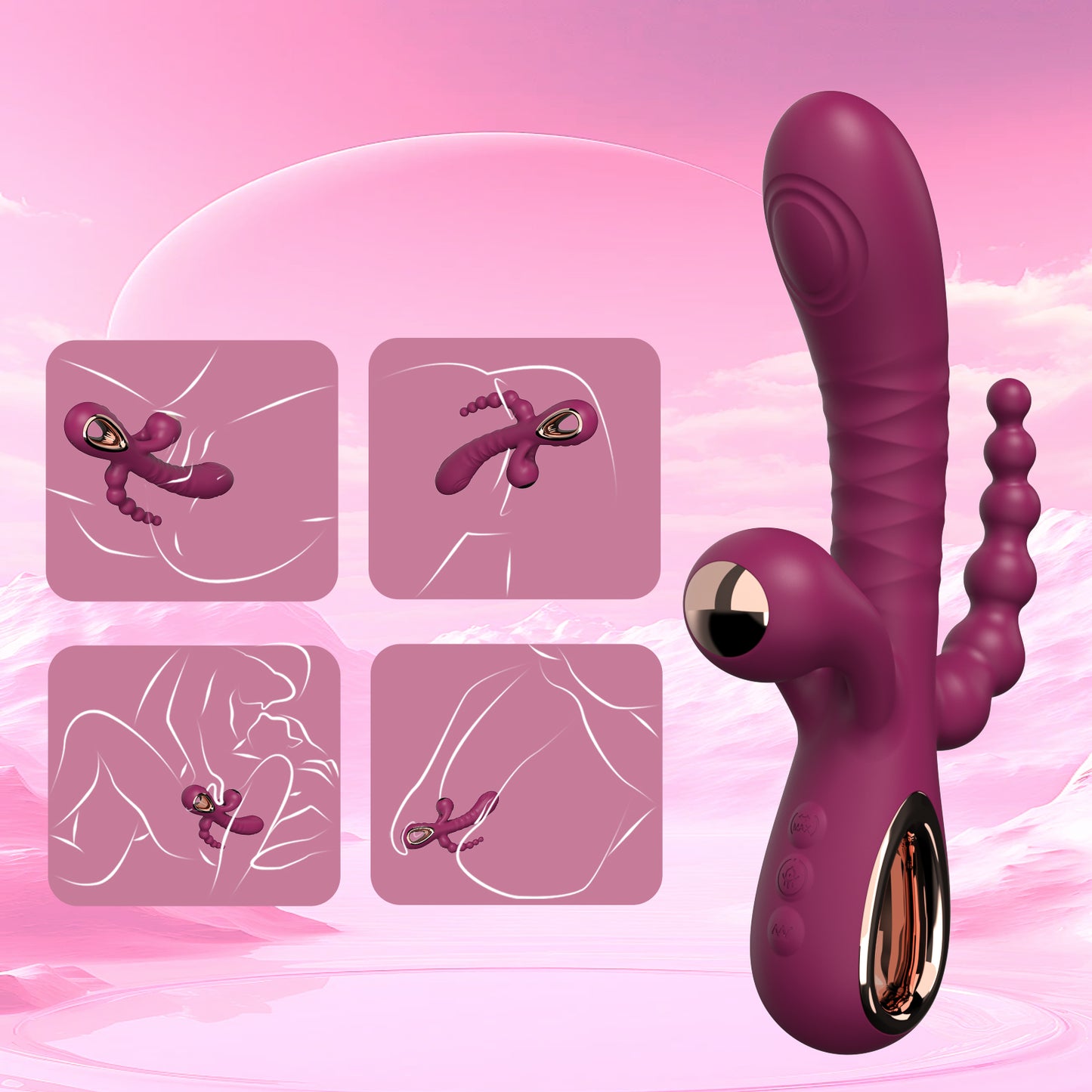 BIU-BIU 3-IN-1 Silicone G-Spot Vibrator with Pull Ring - Clitoral & Vaginal Stimulator